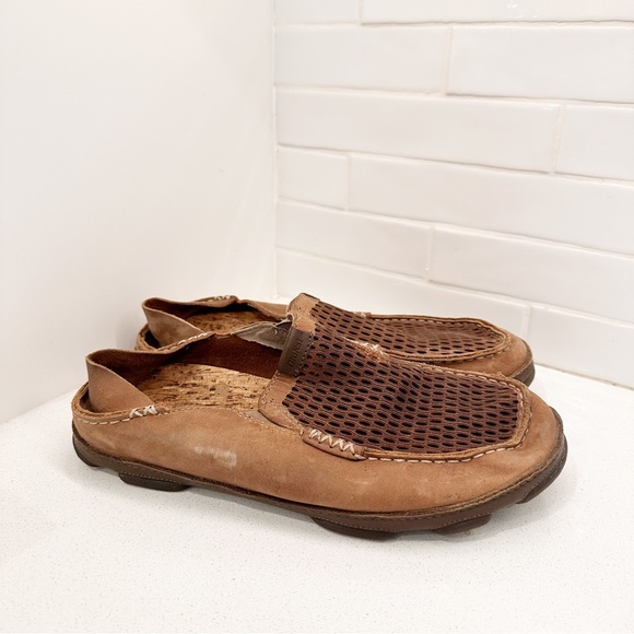 Olukai Moloa Aho Men’s Perforated Leather Shoes Sz 9